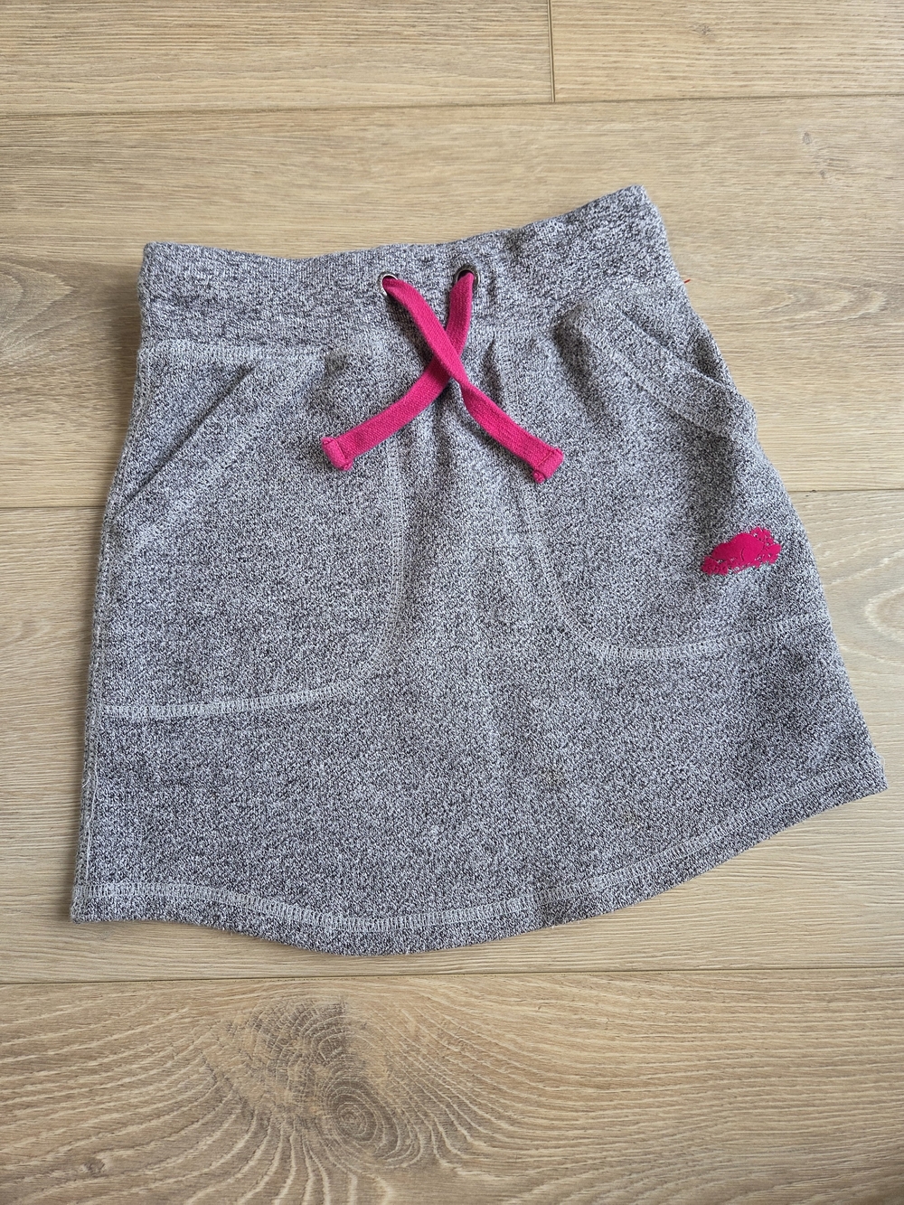 Roots Grey Terry Skirt with Hot Pink Drawstring